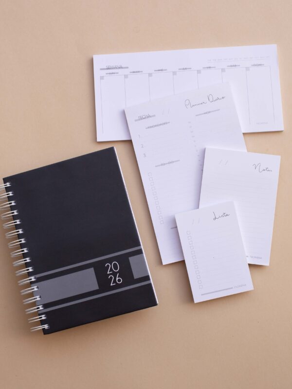 Combo Agenda Filomena Esencial Gris 2026